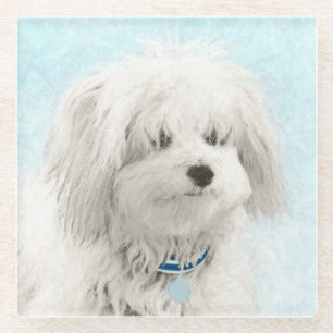 Coton de Tulear Painting - Niedliche Original Dog Glasuntersetzer