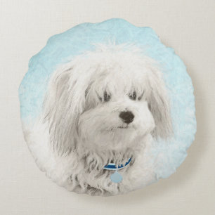 Coton de Tulear Painting - Niedliche Original Dog Rundes Kissen