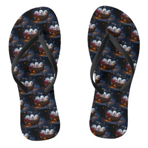 Coton De Tulear Schnee-Schlitten-Weihnachtsdekorat Flip Flops