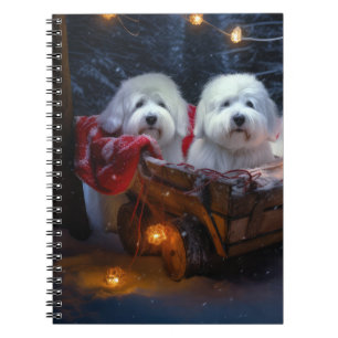 Coton De Tulear Schnee-Schlitten-Weihnachtsdekorat Notizblock