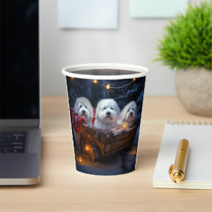 Coton De Tulear Schnee-Schlitten-Weihnachtsdekorat Pappbecher