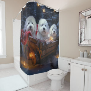 Coton De Tulear Snowy Sleigh Weihnachtsdekor Duschvorhang