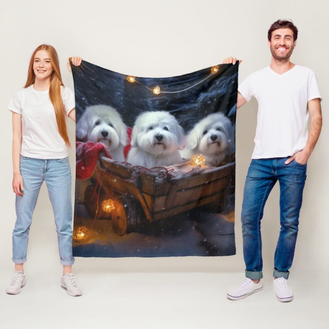 Coton De Tulear Snowy Sleigh Weihnachtsdekor Fleecedecke (Beispiel)