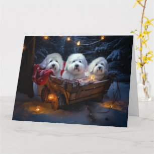 Coton De Tulear Snowy Sleigh Weihnachtsdekor Karte