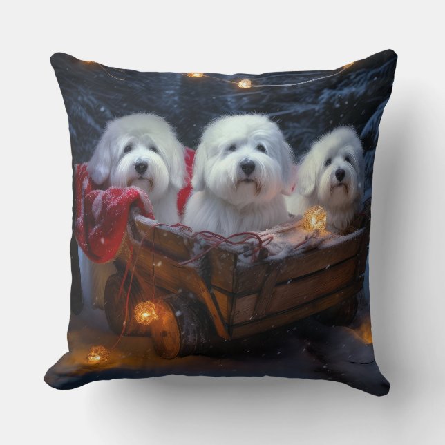 Coton De Tulear Snowy Sleigh Weihnachtsdekor Kissen (Vorderseite)