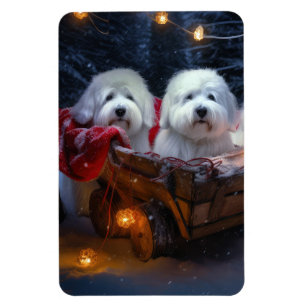 Coton De Tulear Snowy Sleigh Weihnachtsdekor Magnet