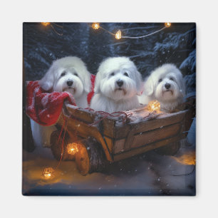 Coton De Tulear Snowy Sleigh Weihnachtsdekor Magnet