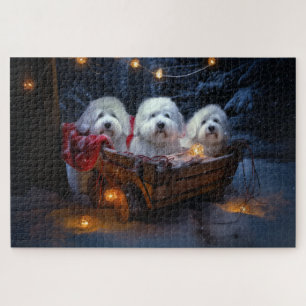 Coton De Tulear Snowy Sleigh Weihnachtsdekor Puzzle