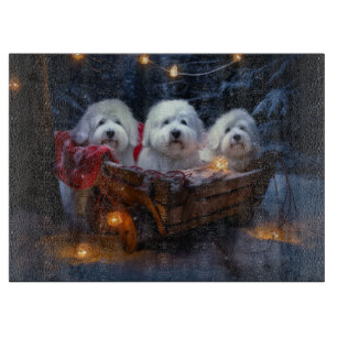 Coton De Tulear Snowy Sleigh Weihnachtsdekor Schneidebrett