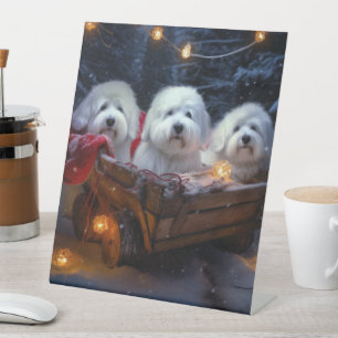 Coton De Tulear Snowy Sleigh Weihnachtsdekor Sockelschild