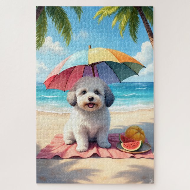 Coton de Tulear Strandentspannungsszene Puzzle (Vertikal)