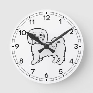 Coton de Tulear Süße Cartoon-Hund-Illustration Runde Wanduhr