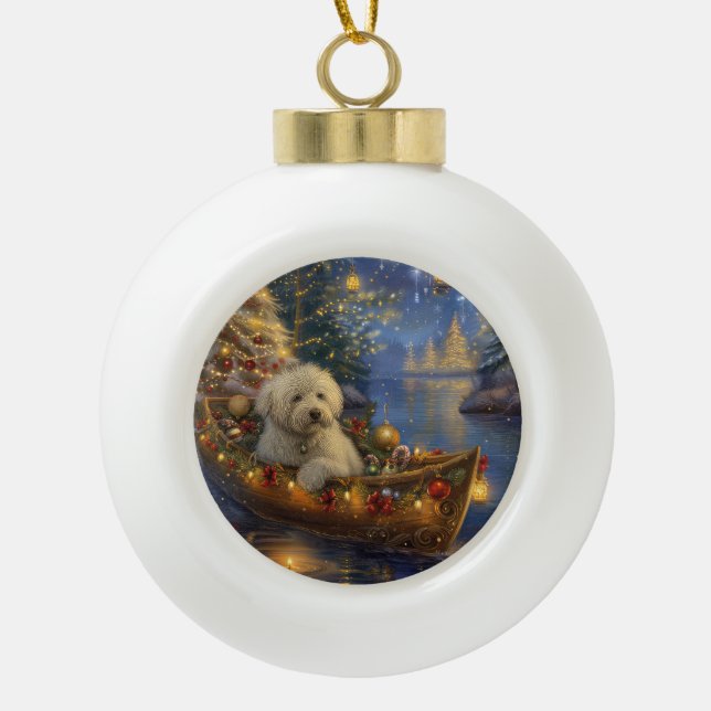 Coton De Tulear Weihnachtsreise Keramik Kugel-Ornament (Vorderseite)