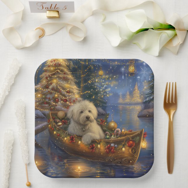 Coton De Tulear Weihnachtsreise Pappteller (Hochzeit)