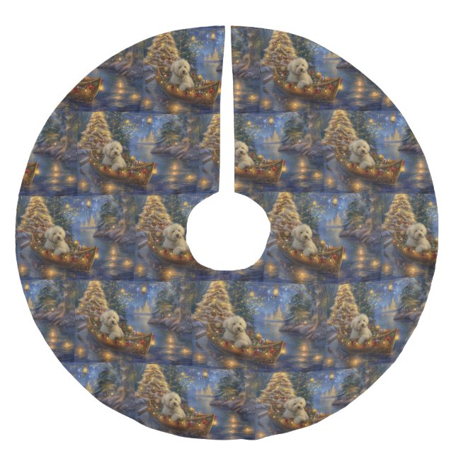 Coton De Tulear Weihnachtsreise Polyester Weihnachtsbaumdecke (Vorderseite)