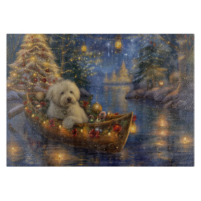 Coton De Tulear Weihnachtsreise Schneidebrett (Vorderseite)