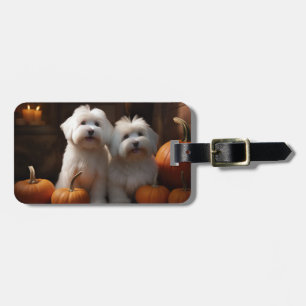Coton De Tulear Welpe Herbstfreude Kürbis Gepäckanhänger