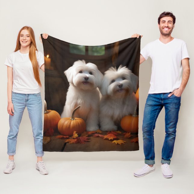 Coton De Tulear Welppy Autumn Delight Pumpkin Fleecedecke (Beispiel)