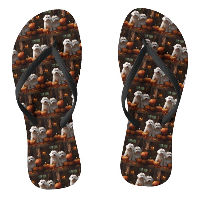 Coton De Tulear Welppy Autumn Delight Pumpkin Flip Flops (Fußbett)