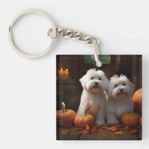 Coton De Tulear Welppy Autumn Delight Pumpkin Schlüsselanhänger