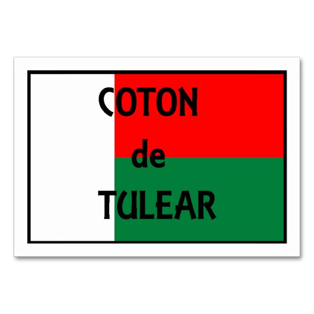 Coton name flag Madagascar.png Tischnummer (Vorderseite)
