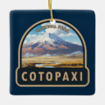Cotopaxi Nationalpark Ecuador Art Vintag Keramikornament<br><div class="desc">Cotopaxi Vektorgrafik Design. Der Park ist ein großes,  bewaldetes Gebiet in Ecuador,  das Teile von Cotopaxi,  Pichincha und Napo umspannt. Es ist bekannt für den aktiven,  schneebedeckten Vulkan Cotopaxi und den weiten Limpiopungo See.</div>