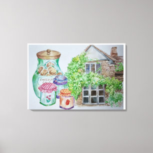 Cotswolds Aquarellmalerei Canvas Print Leinwanddruck