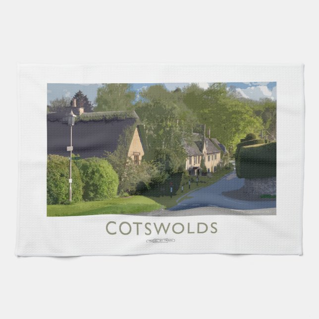 Cotswolds-Bahnplakat Geschirrtuch (Horizontal)
