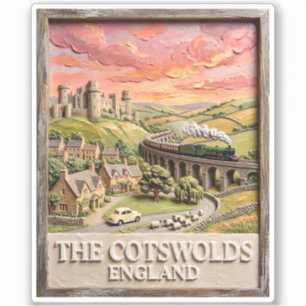 Cotswolds-Dampflok Schloss ländliche Gegend Englan Aufkleber