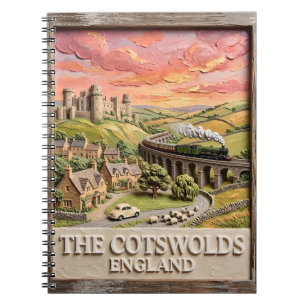 Cotswolds-Dampflok Schloss ländliche Gegend Englan Notizblock