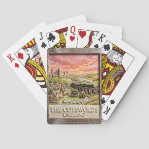 Cotswolds-Dampflok Schloss ländliche Gegend Englan Spielkarten