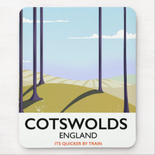 Cotswolds-Landschaftsbahn-Reiseposter Mousepad