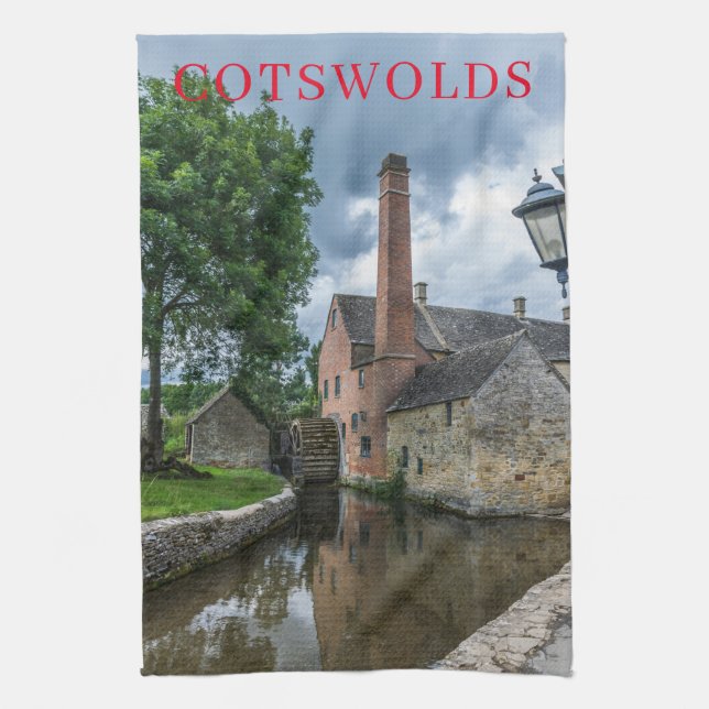 Cotswolds Niedrigere Schlachtung Wassermühle Teetu Geschirrtuch (Vertikal)