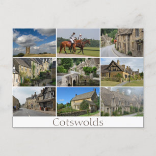 Cotswolds platziert Collage Text Postkarte