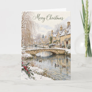 Cotswolds Steinbrücke Weihnachten Aquarell