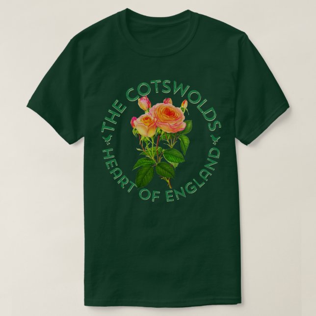 Cotswolds UK England Botanische Hütte Rose B T-Shirt (Design vorne)