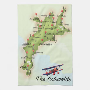 Cotswolds Vintage Karte Geschirrtuch