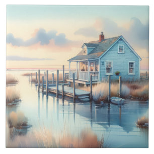 Cottage am Meer bei Sonnenaufgang Marsch Fliese