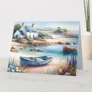 Cottage am Meer Reihenruderboot Blüte Karte