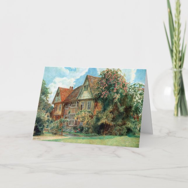 Cottage and Flowers Birthday Card Karte (Vorderseite)