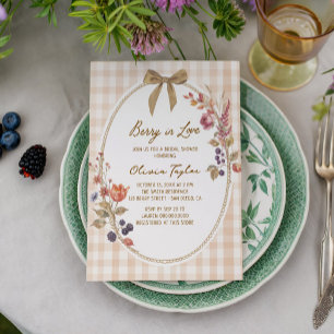 Cottage Berry in Love Gingham Brautparty-Einladun Einladung