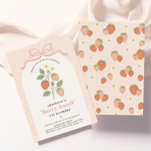 Cottage Chic Beerige Süße Erdbeeren Geburtstagsmäd Einladung