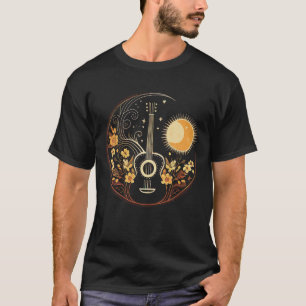 Cottage-Core-akustische Gitarre mit Mond Sun und S T-Shirt