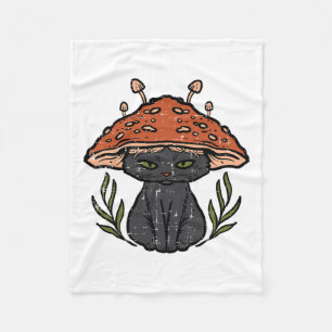 Cottage core Black Cat Pilz Niedliche Frauen Giro  Fleecedecke