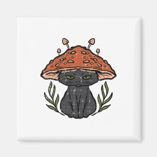 Cottage core Black Cat Pilz Niedliche Frauen Giro  Magnet