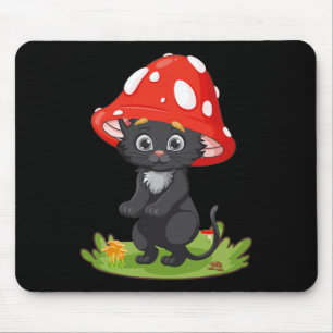 Cottage core Black Cat Pilz Niedliche Frauen Giro  Mousepad