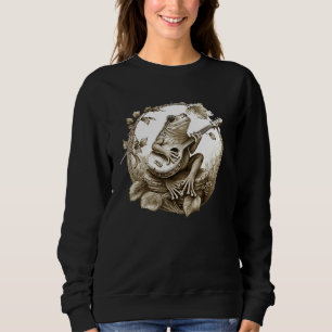 Cottage-Core-Frosch Banjo-Spiel auf der Pilzcotta Sweatshirt