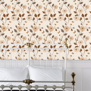 Cottage Core Neutrale Blumen Tapete
