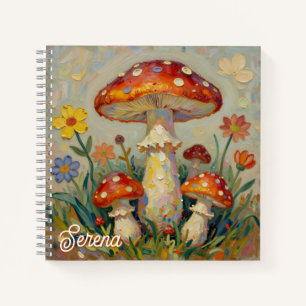 Cottage Core Pilz personalisiertes Skizzenbuch Notizbuch