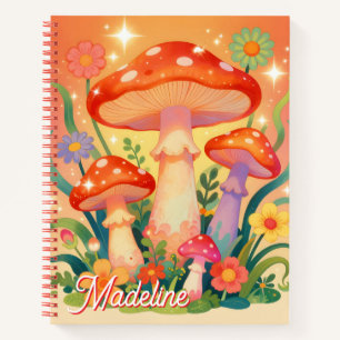 Cottage Core Pilze und Blumen Personalisiert Notizbuch